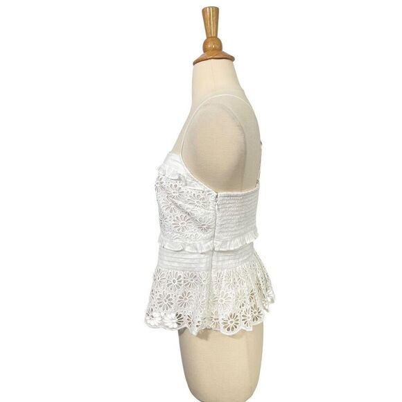 J.Crew NWT White Eyelet Cross Back Smocked Waist Top Size S Feminine Preppy - Picture 3 of 10